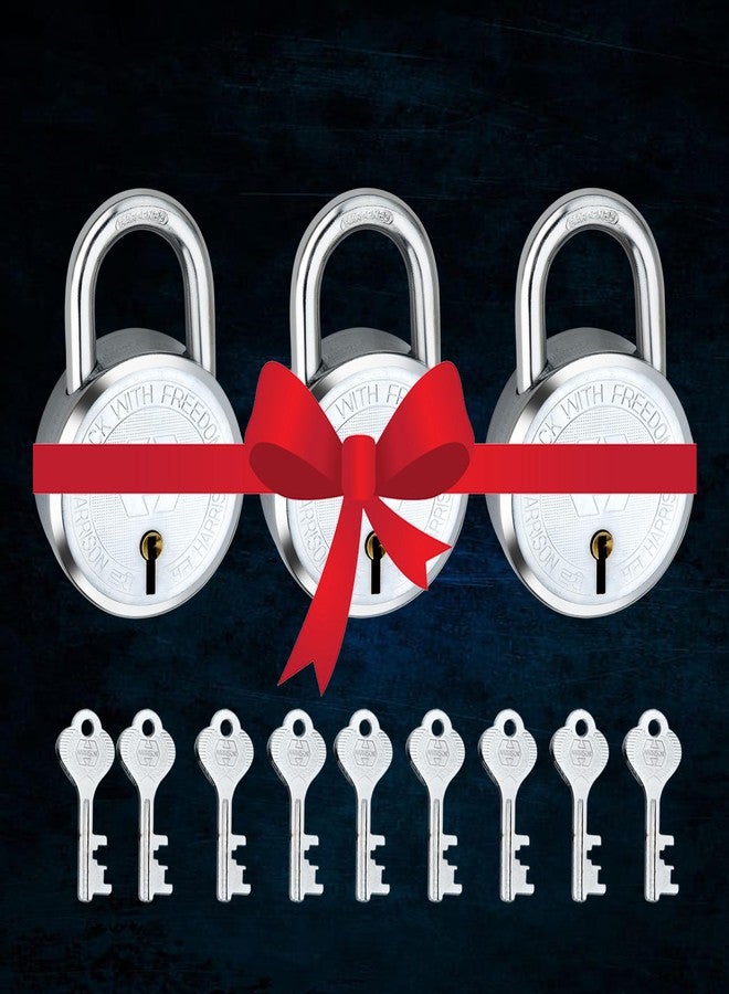 Harrison Padlocks Buy 2 Get 1 Free/ 0339 Premium Round Padlock 65mm T-26-BCP-0278 with 9 Common Keys/Padlock, Padlocks, Locks for Home, Locks for Main Door - Image 2